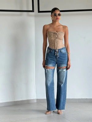 מכנס ג׳ינס אוריה ג׳ינס כחול כהה טיאגו