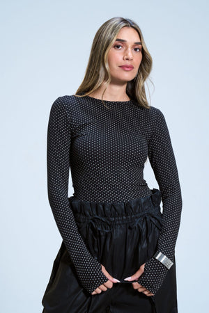 חולצת פיבי חולצה נקודות שחור לבן טיאגו