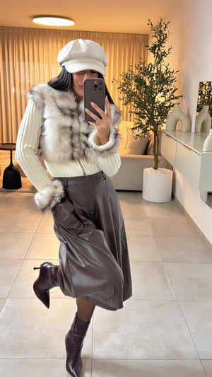 סריג בשילוב פרווה חולצה שני בוטיק מעצבים