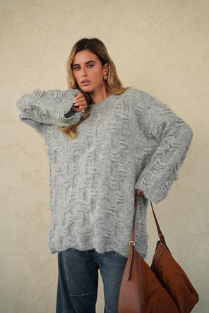 סריג רפאל חולצה אפור בהיר O.S RFA