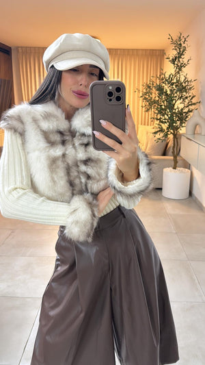 סריג בשילוב פרווה חולצה שני בוטיק מעצבים