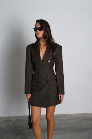 שמלת טוקסי שמלה חום GOVANA