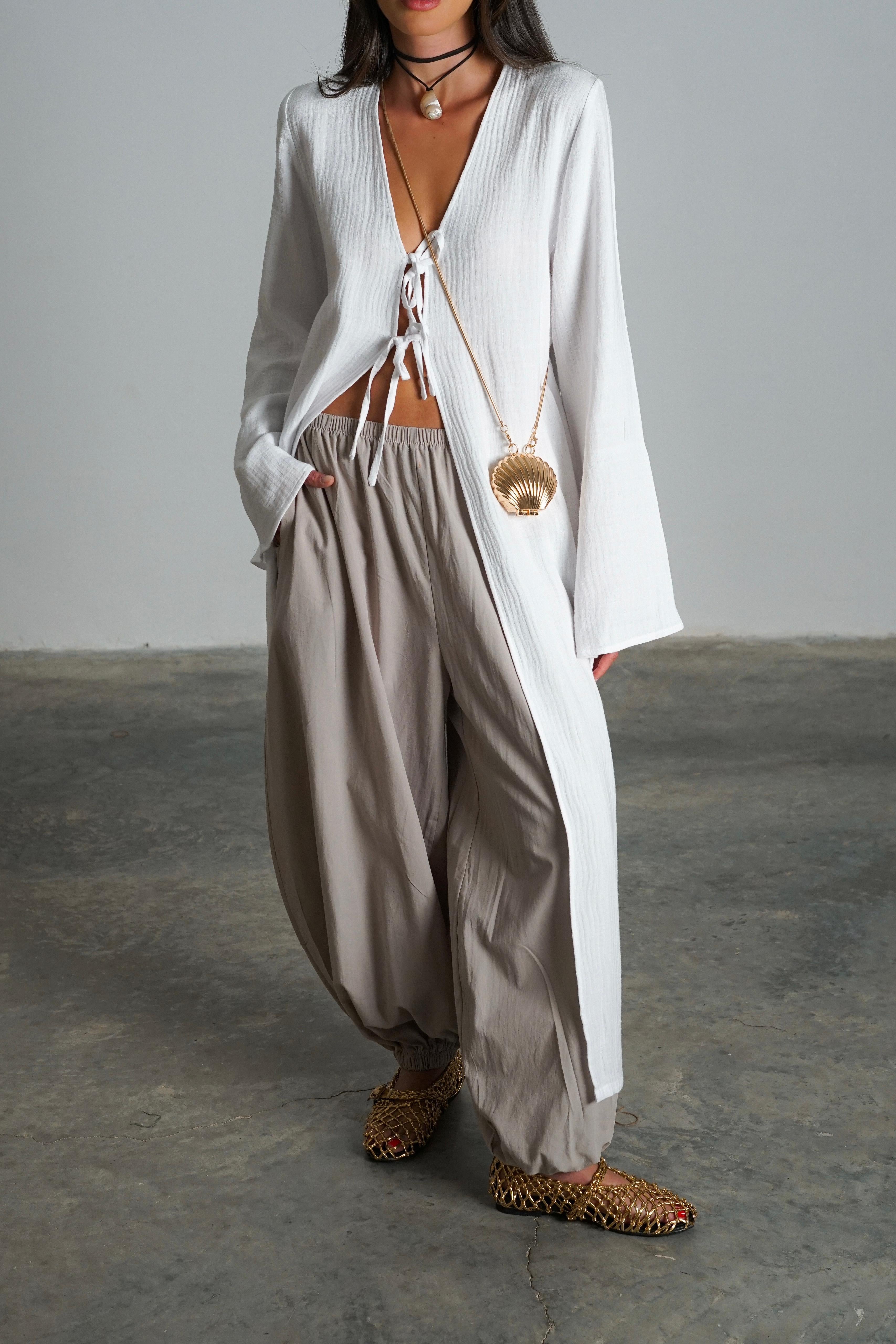 קימונו וואן חולצה לבן GOVANA