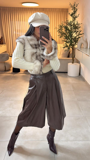 סריג בשילוב פרווה חולצה שני בוטיק מעצבים