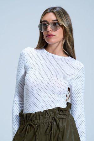 חולצת פיבי חולצה נקודות לבן שחור טיאגו