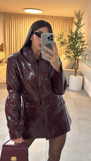 בלייזר מבריק בורדו ג'קט בורדו גליתה