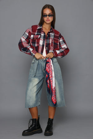 ג׳קט קרופ משובץ ג'קט קסארה