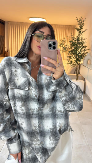 חולצת שירלי משובצת חולצה אפור בהיר O.S גליתה