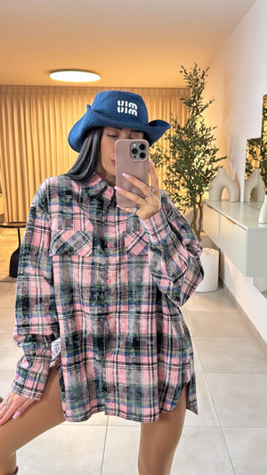 חולצת שירלי משובצת חולצה ורוד O.S גליתה