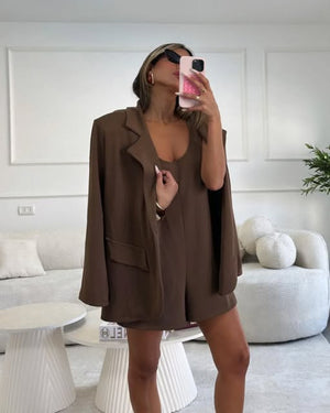 אוברול לוז עם בלייזר וופל אוברול נטלי שווילי