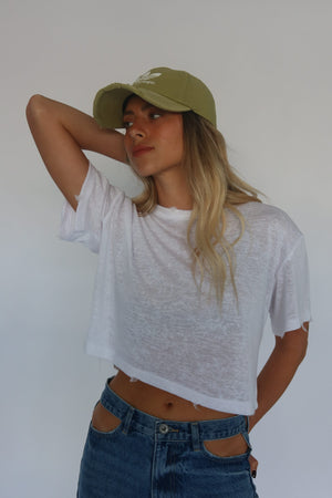 טישרט פשתן קרופ ניקי o-s לבן קסארה