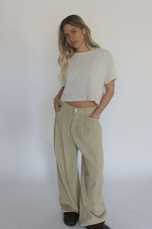 טישרט פשתן קרופ ניקי o-s שמנת קסארה