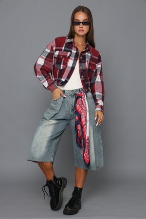 ג׳קט קרופ משובץ ג'קט קסארה