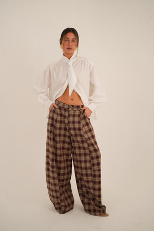 מכנס רוברט מכנס משובץ בורדו RFA