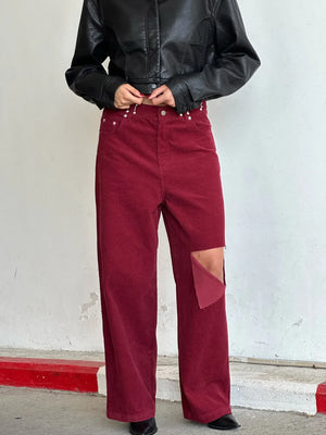 מכנס רז קורדרוי בורדו ג׳ינס בורדו O.S טיאגו