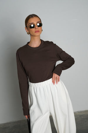 חולצת אייבורי חולצה חום GOVANA