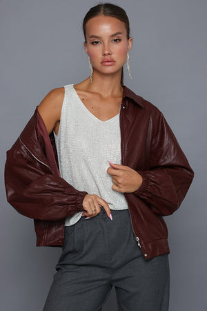 ג׳קט בומבר טייסים דמוי עור ג'קט קסארה