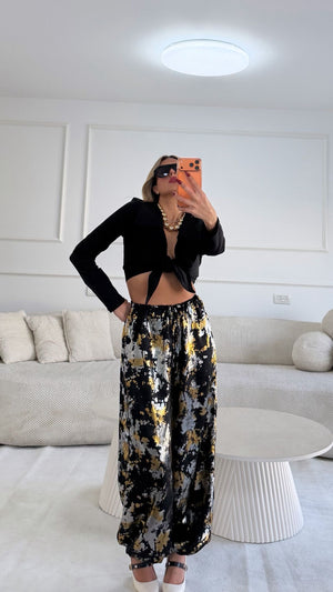 טופ קשירה חולצה שחור O.S נטלי שווילי