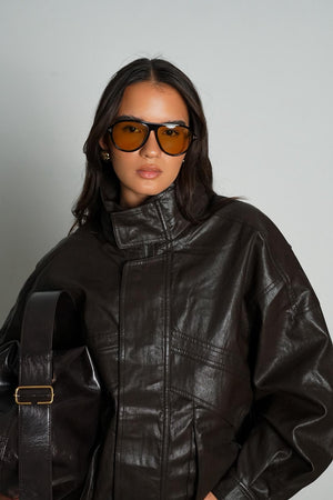 ג׳קט פירסון ג'קט חום O.S GOVANA