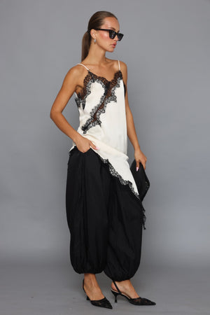 טוניקה סאטן תחרה שמלה שמנת קסארה