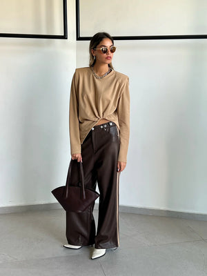 מכנס דמוי עור לורן מכנס טיאגו