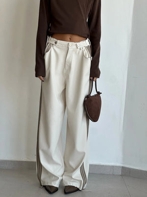 מכנס דמוי עור לורן מכנס לבן טיאגו