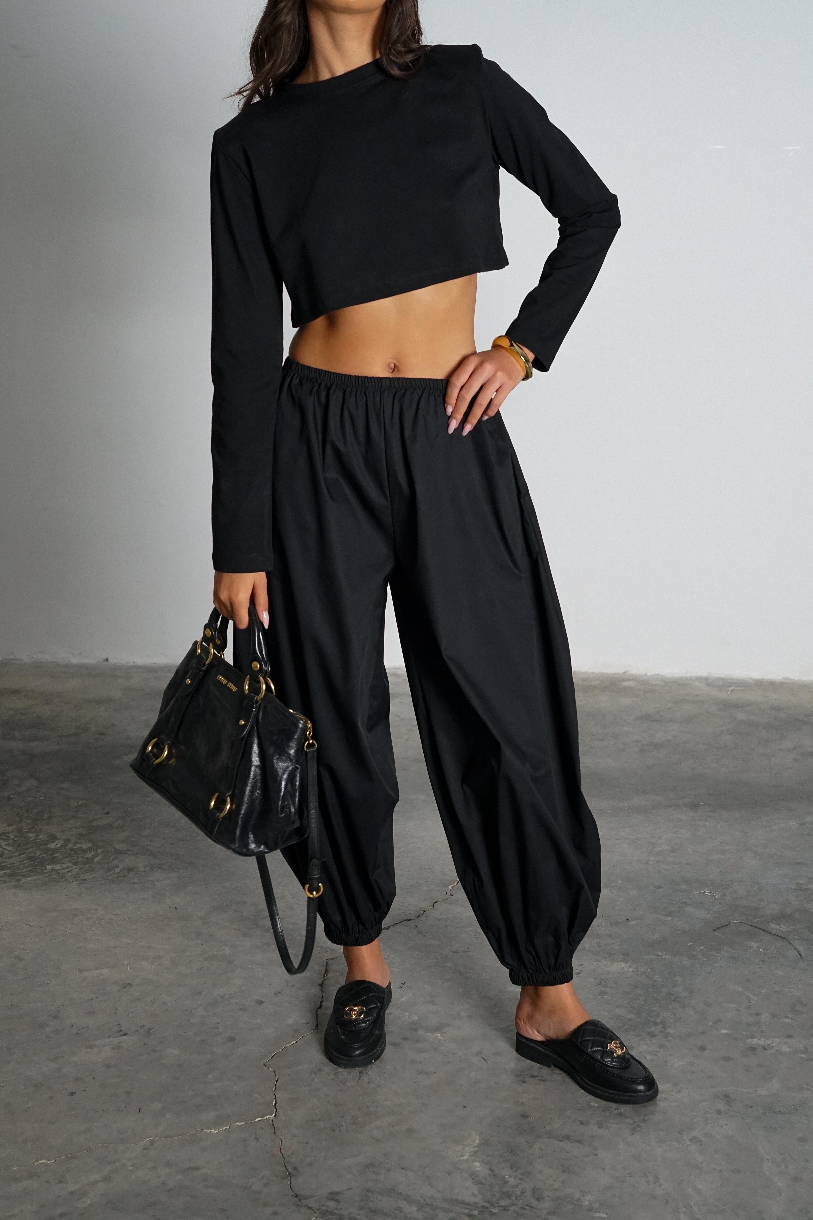 מכנס טייגי מכנס שחור M GOVANA