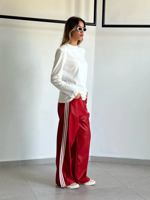 מכנס דמוי עור לורן מכנס אדום טיאגו