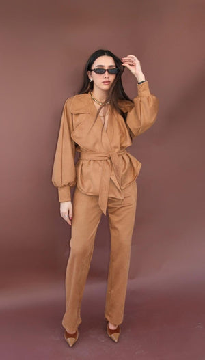 חליפת חן חום O.S שני בוטיק מעצבים