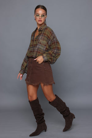 חולצה משובצת שקפקפה חולצה קסארה