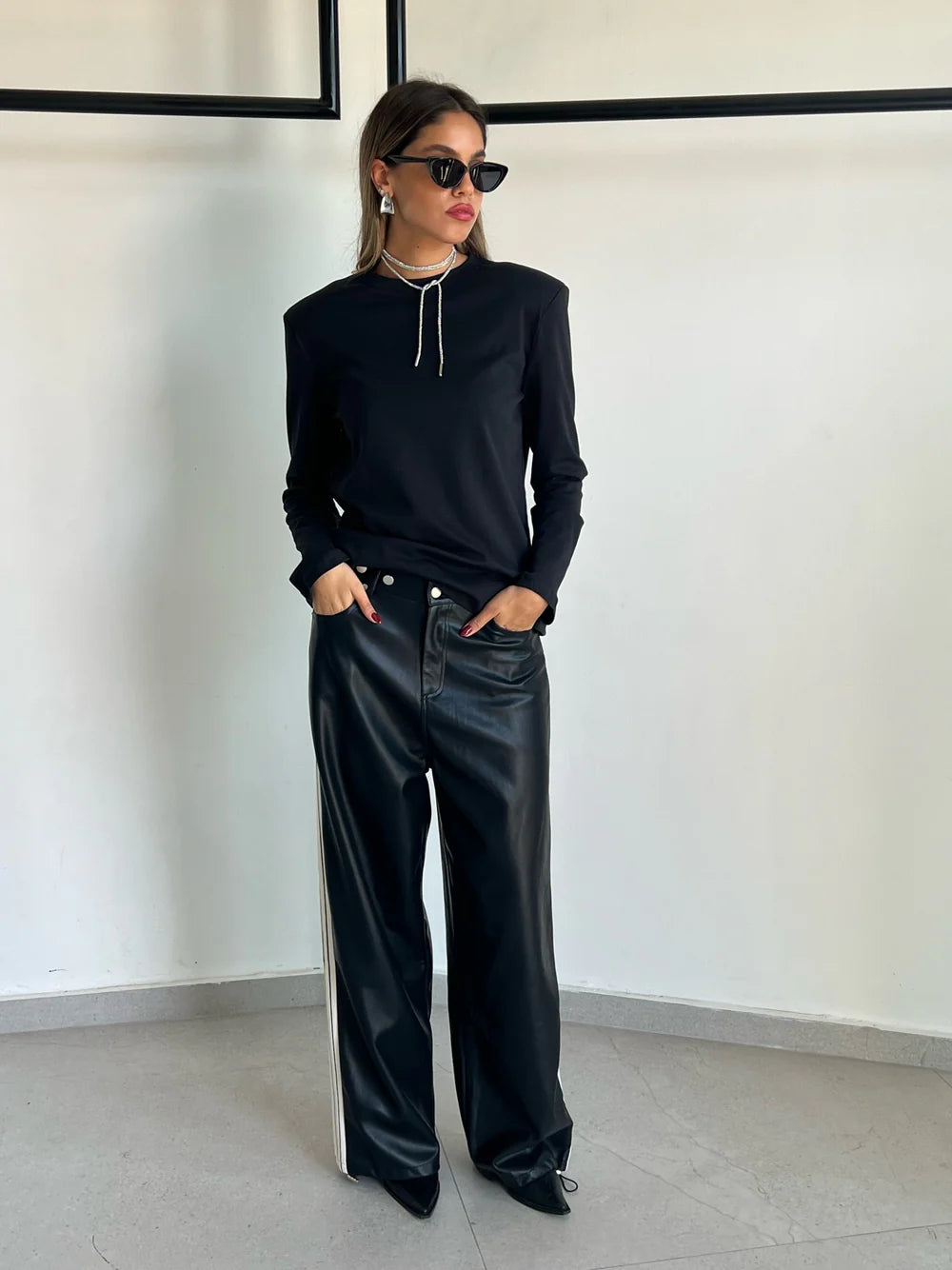 מכנס דמוי עור לורן מכנס טיאגו