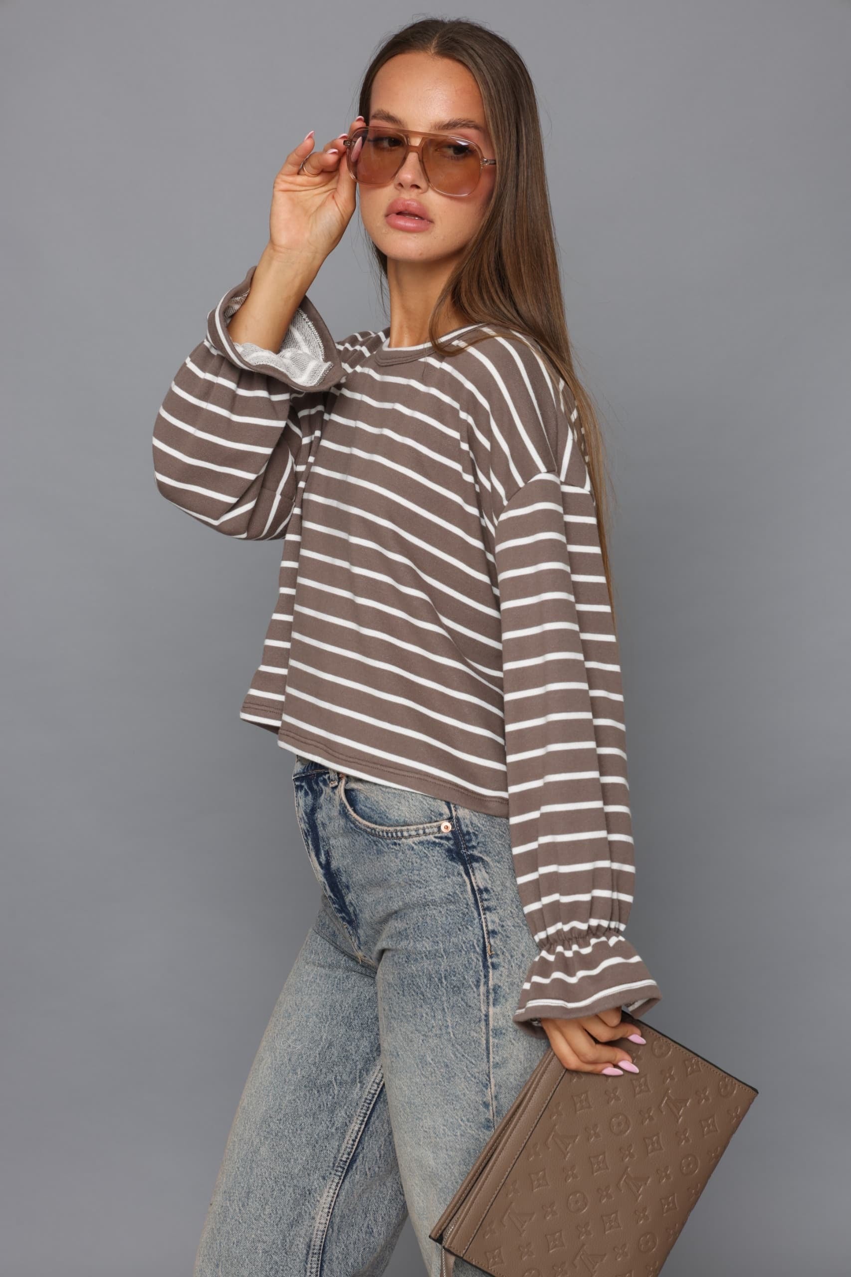 חולצת פסים קרופ חולצה קסארה