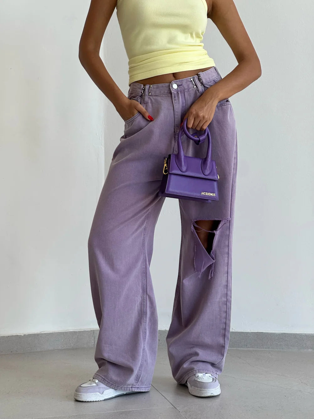 מכנס ג'ינס ליהי ג׳ינס one-size-36-40 סגול טיאגו