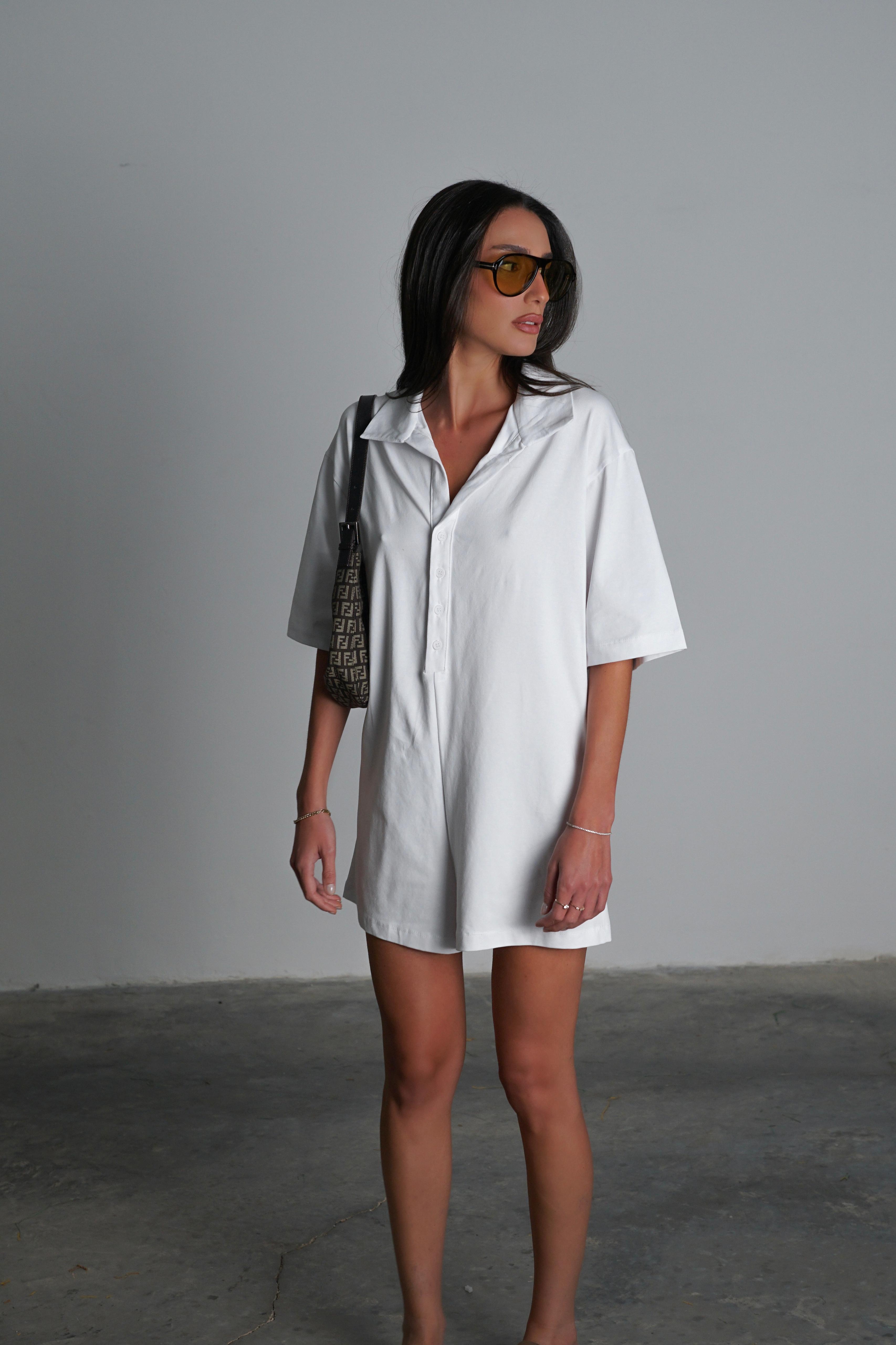 אוברול מוזס אוברול לבן GOVANA