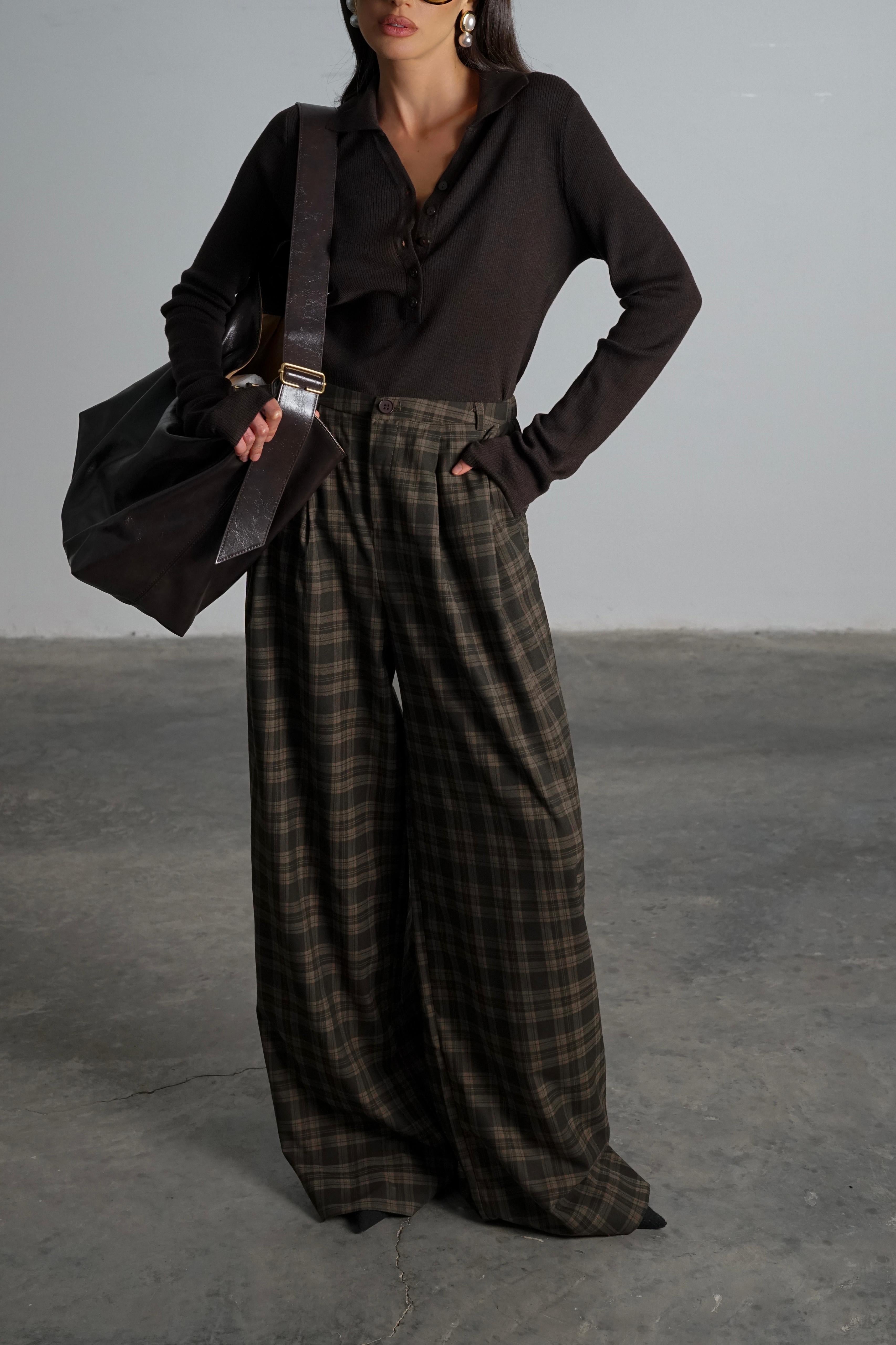 מכנס קנזיס מכנס חום GOVANA