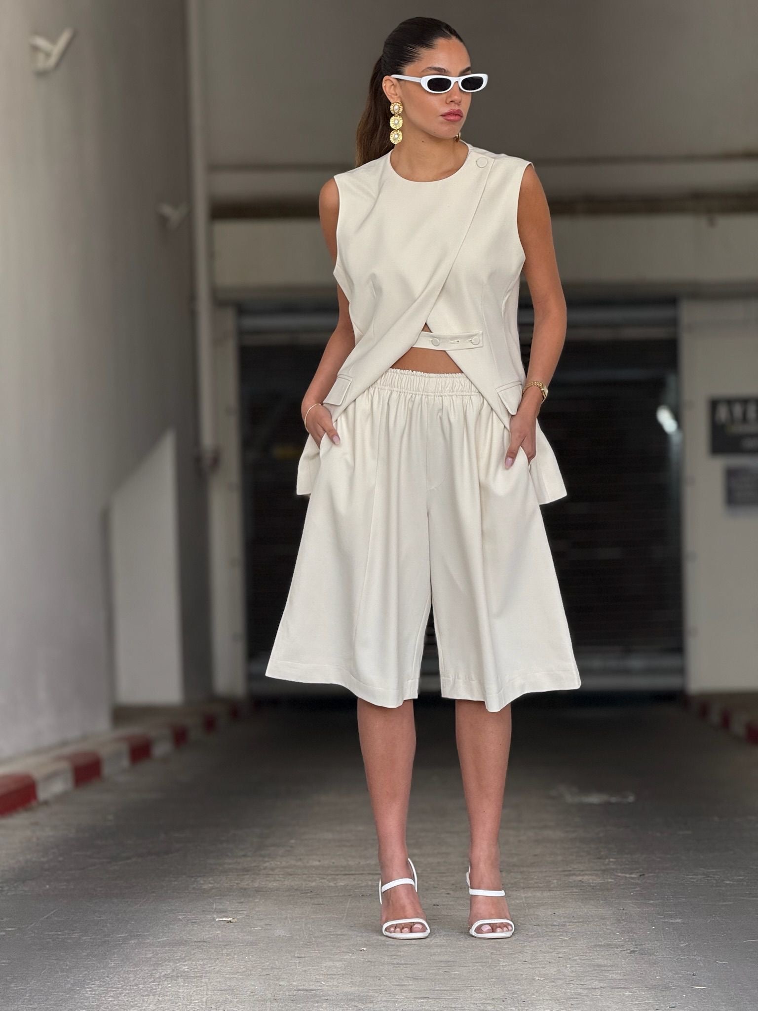 מכנס רויה שמנת שני בוטיק מעצבים