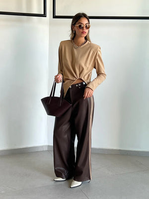 מכנס דמוי עור לורן מכנס טיאגו