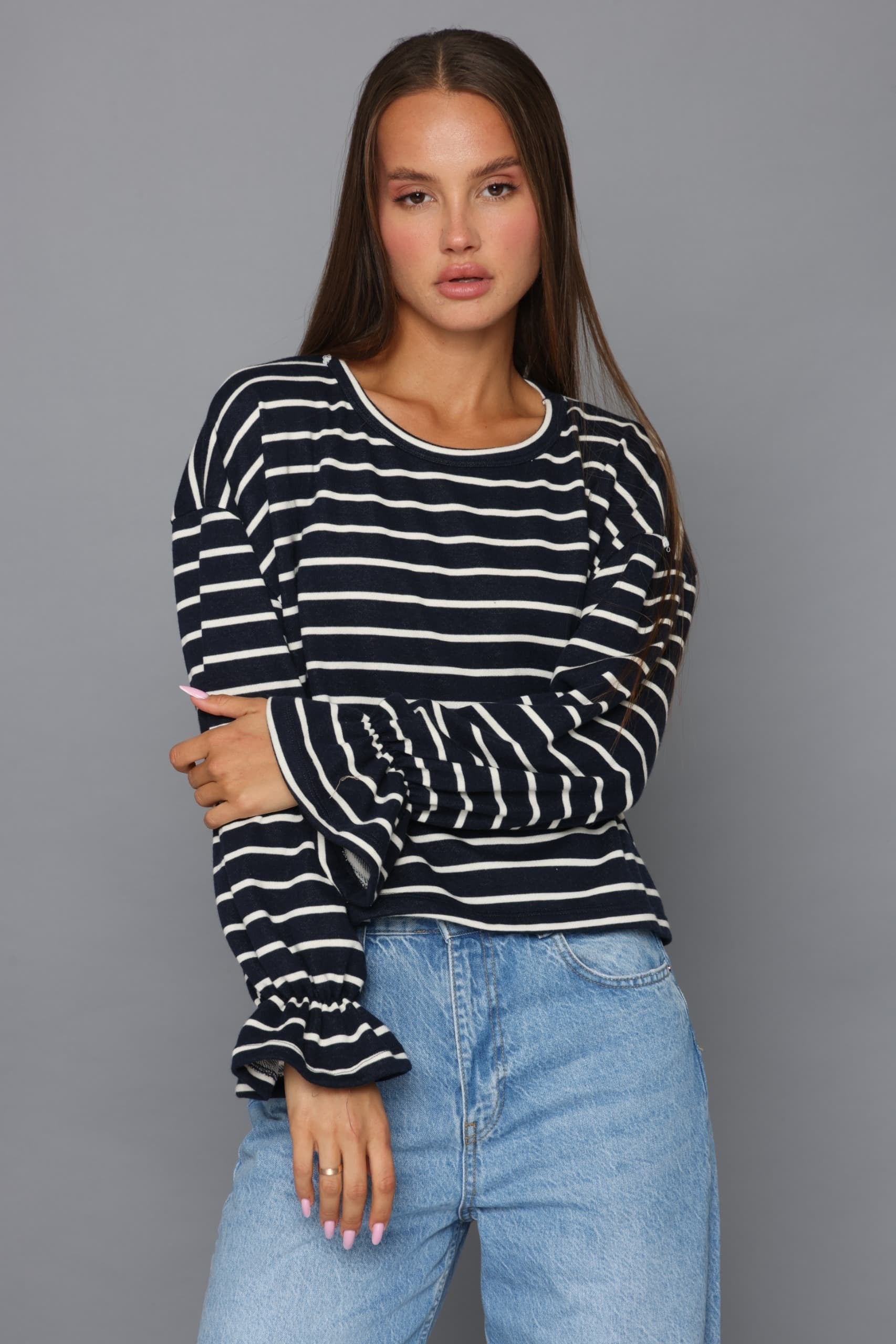 חולצת פסים קרופ חולצה קסארה