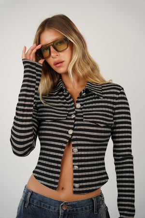 חולצת סריג רוזי חולצה שחור O.S RFA