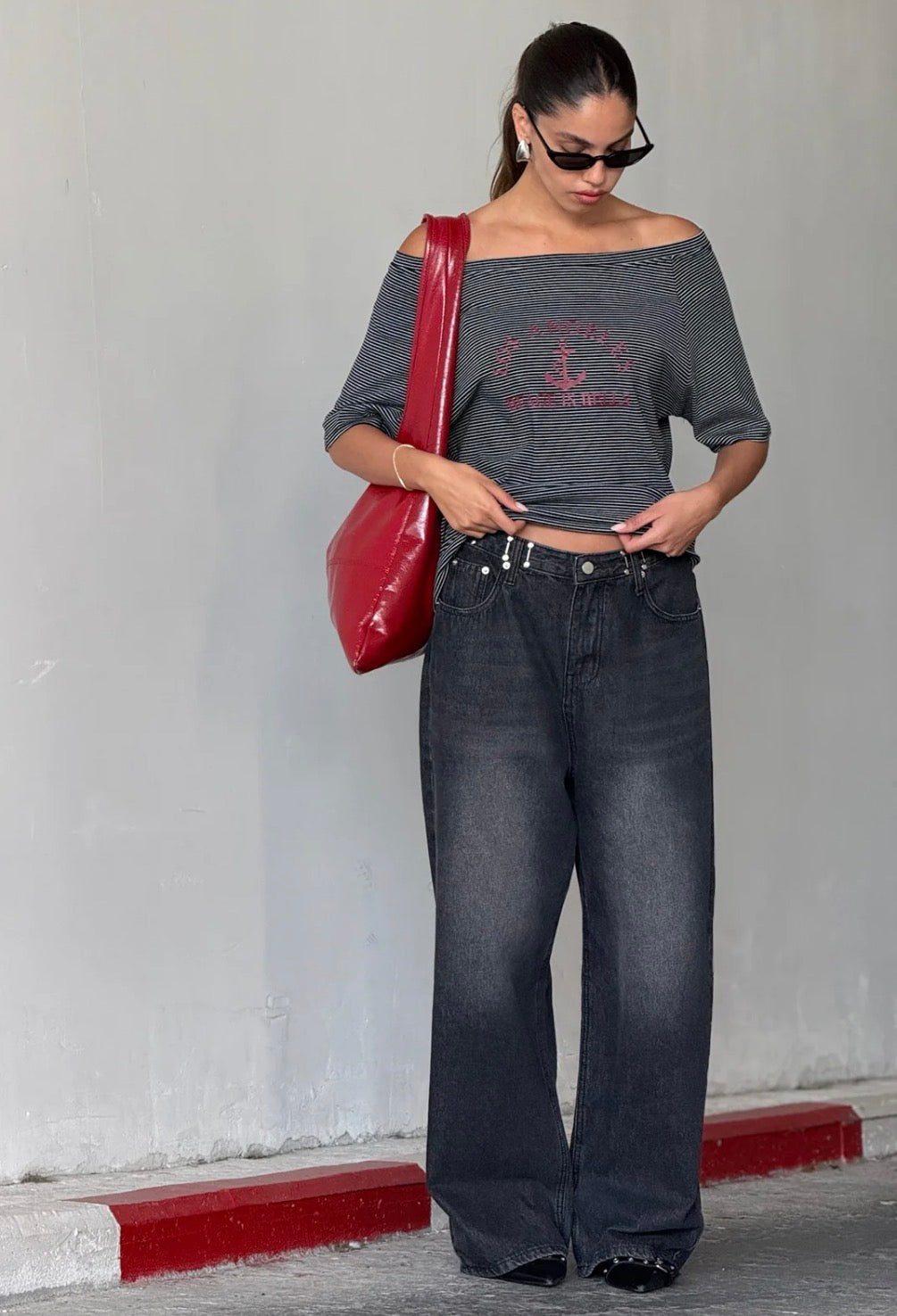 מכנס ג׳ינס לואי אפור כהה