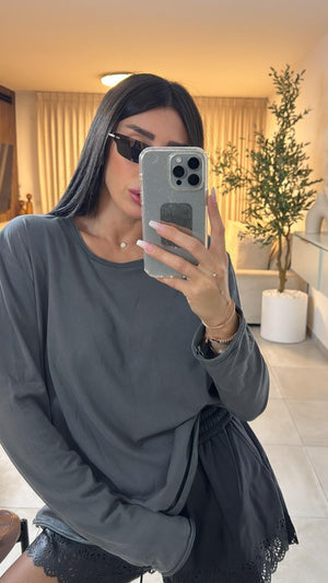 בייסיק אוברסייז חולצה אפור O.S גליתה