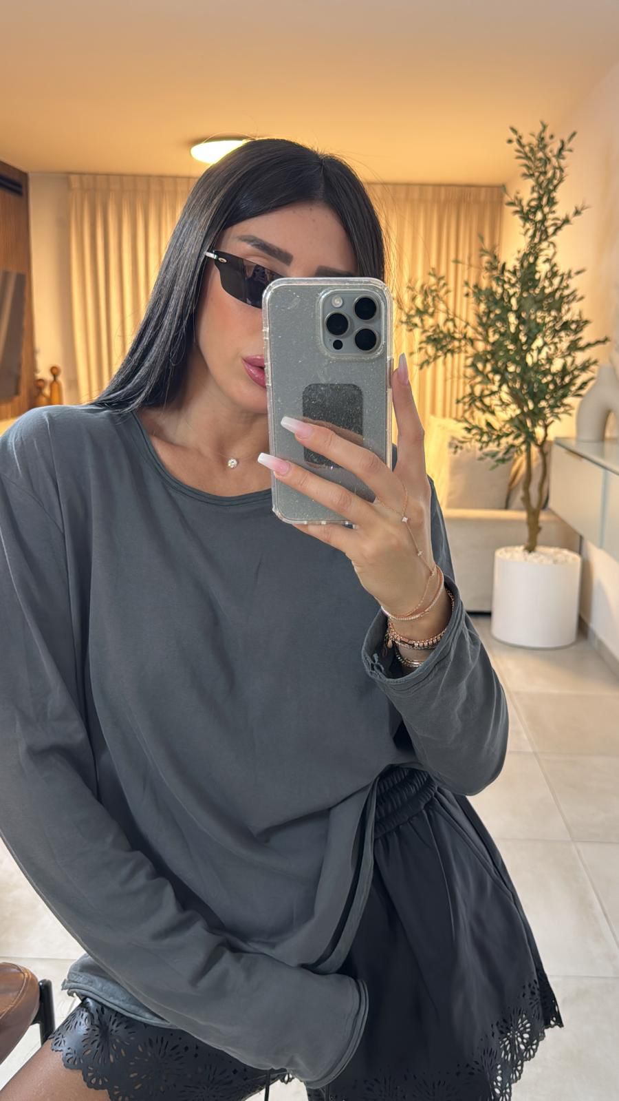 בייסיק אוברסייז חולצה אפור O.S גליתה