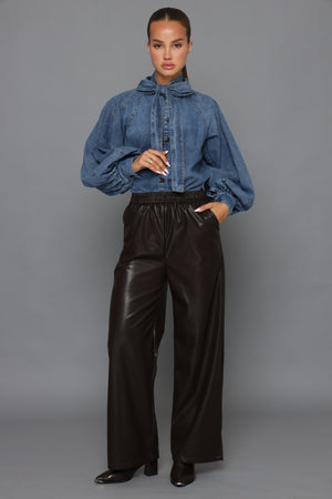 חולצת ג׳ינס שרוולים טפוחים חולצה קסארה