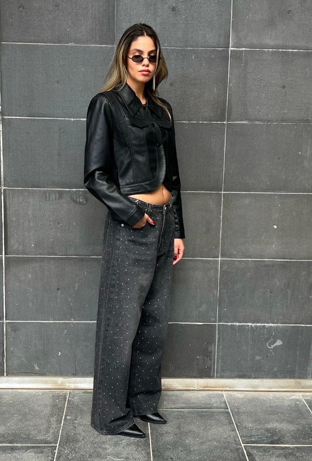 מכנס ג׳ינס רויאל אבנים ג׳ינס שחור O.S טיאגו