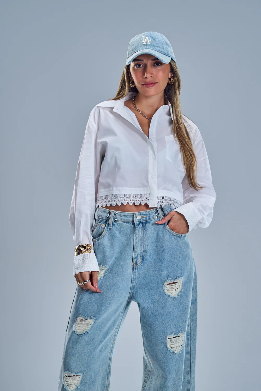 חולצת תלמה חולצה לבן O.S טיאגו