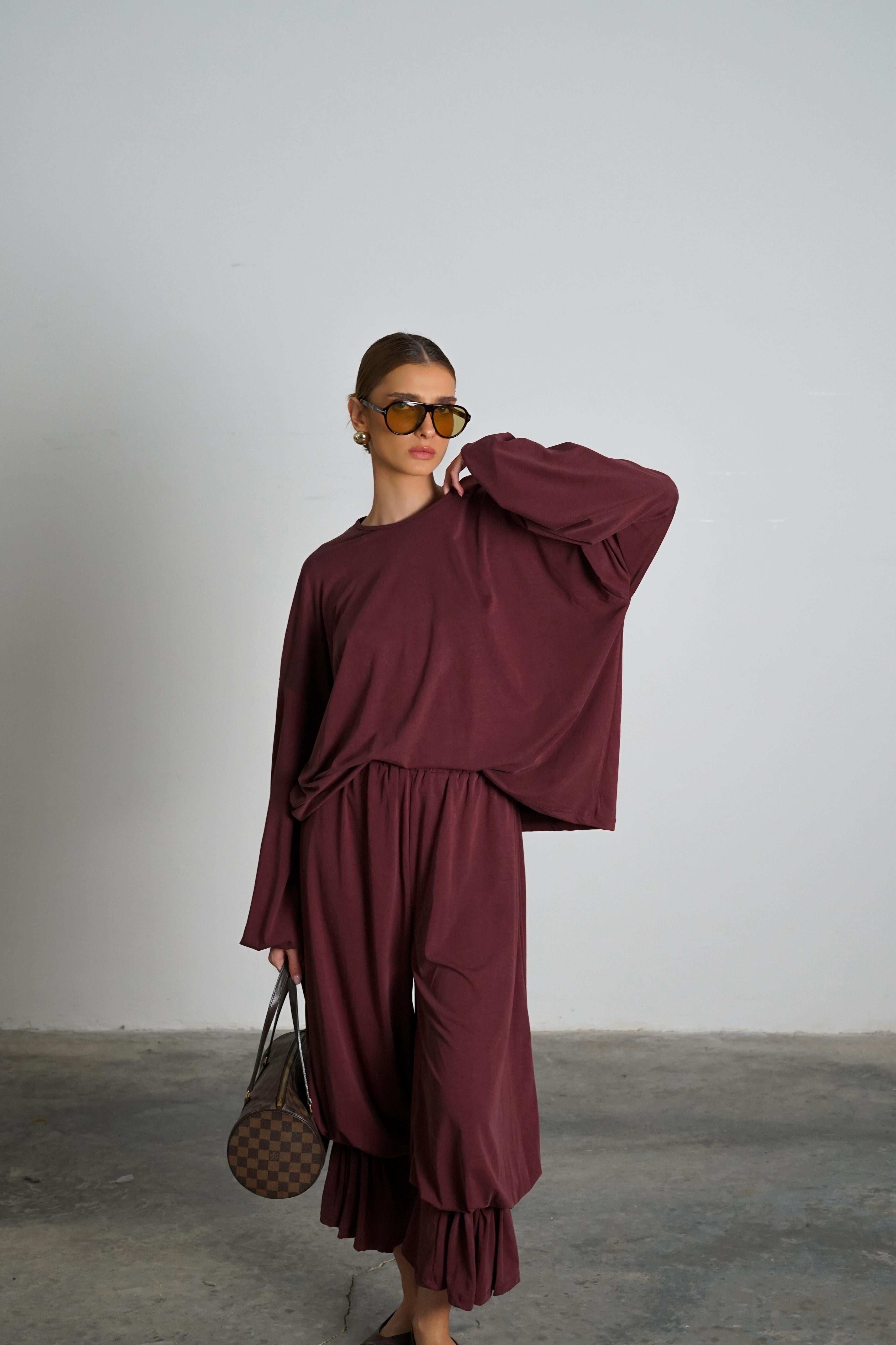 חליפת גאלה חליפה בורדו GOVANA