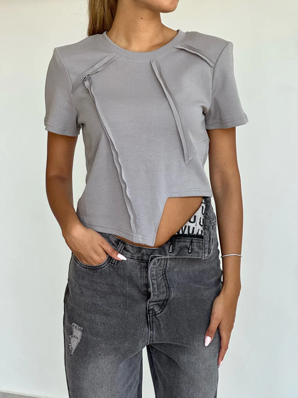 חולצת טורי חולצה אפור טיאגו