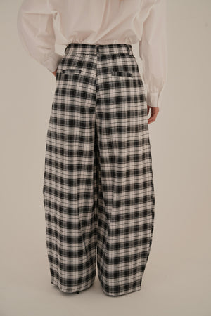 מכנס רוברט מכנס משובץ שחור לבן RFA